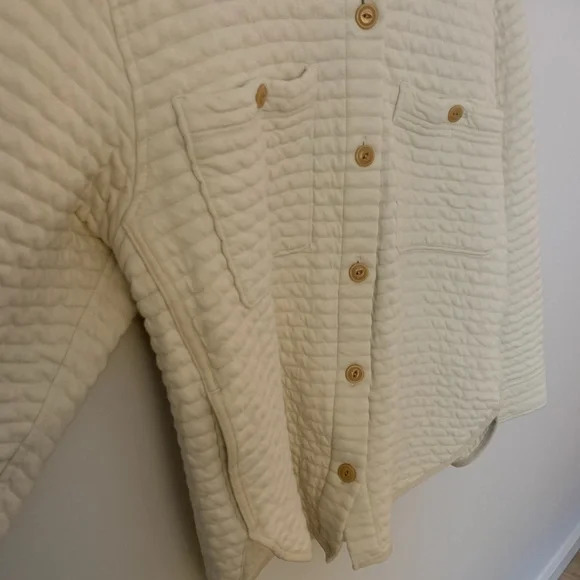 Everlane The Organic Cotton Quilted Shirt Jacket Cream Parchment M - Picture 13 of 13